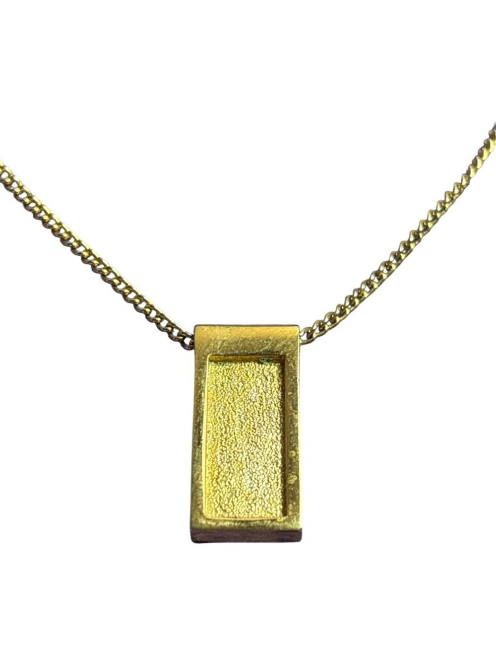 Vintage Avon Goldtone Rectangle Pendant Necklace Spring Ring Clasp 16 - 19 inch